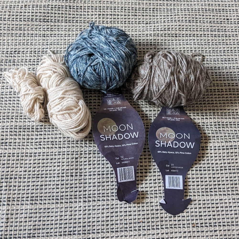 Bundle of Moon Shadow Cotton Alpaca Yarn Blue, Beige, White